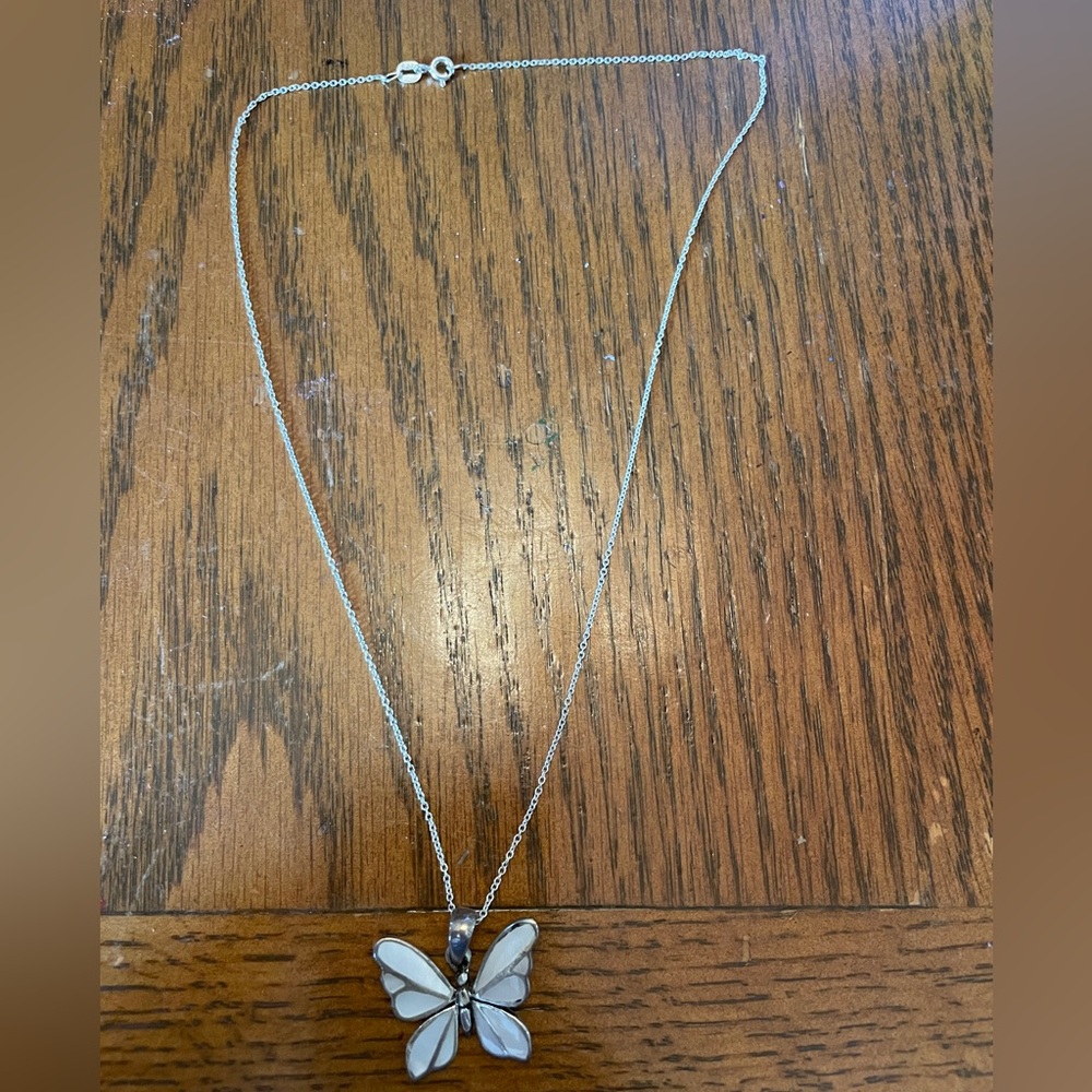 Silver Butterfly Pendant Necklace